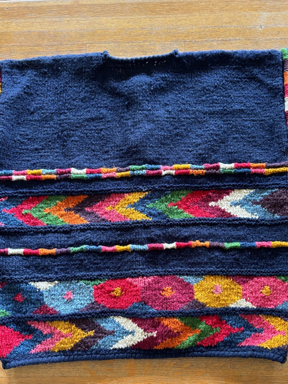 VTG Express Tricot HandKnit Wool Cardigan Sweater Chunky Colorful Geometric Boho - Picture 8 of 16